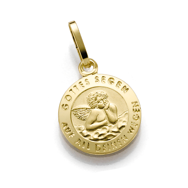 Anhänger Schutzengel Gold 585 - Mit Inschrift - Ø 10mm