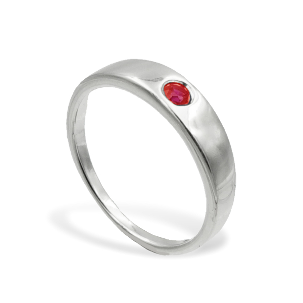 Anhänger Taufring Silber 925 - Kristall rot