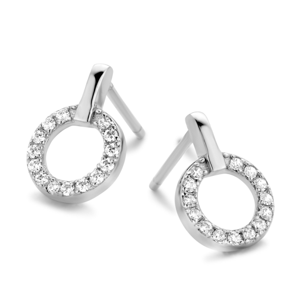 Ohrstecker mit 28 Zirkonia Silber 925 rhodiniert - Ø 7mm
