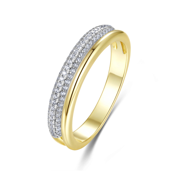 Ring Zirkonia Silber 925 vergoldet - Hochglanz - Schiene 3,0 auf 4,0mm