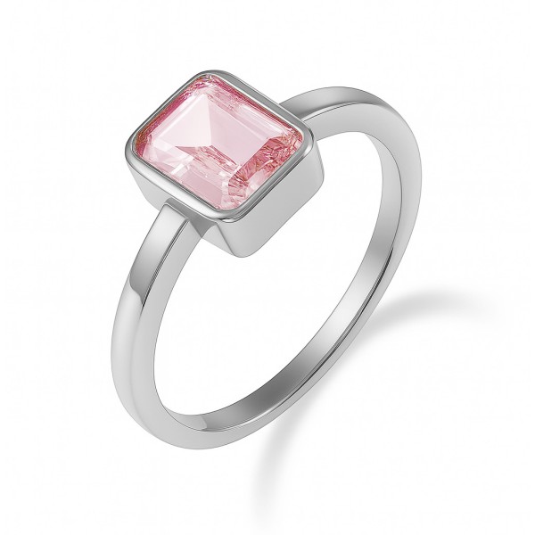 Damenring Oktagon Silber 925 rhodiniert - Stein 8x6mm