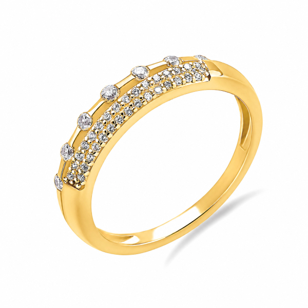 Ring Silber 925 vergoldet - 38 Zirkonia - Schiene 1,4 auf 4,0mm