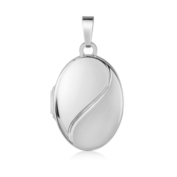 Anhänger Medaillon oval Silber 925 teilmatt - 14x18mm