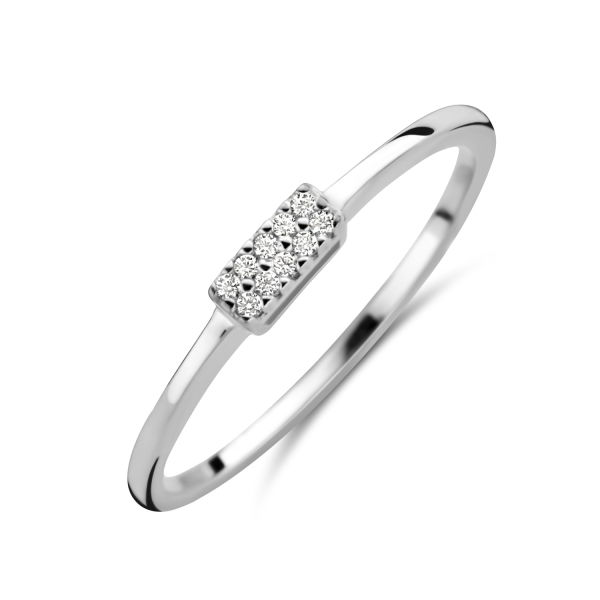 Damenring Bar Silber 925 rhodiniert - 10 Zirkonia