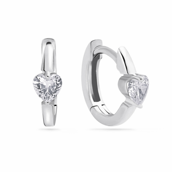 Klappcreolen Herz Zirkonia Silber 925 rhodiniert - Ø 12mm