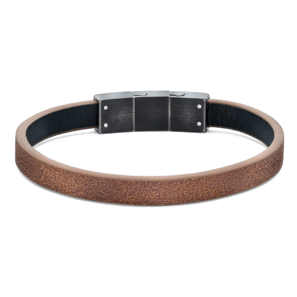 Frank 1967 Armband Echtleder Braun Edelstahl IPB - 8,0mm