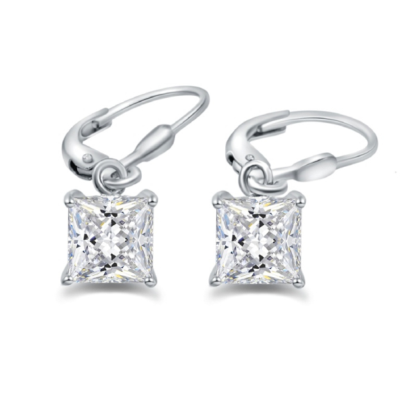 Lovebird Ohrhänger Silber 925 rhodiniert - Zirkonia Princess Cut - 4x4mm