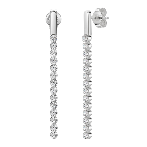 Ohrstecker mit 28 Zirkonia Silber 925 rhodiniert - 42mm Hoch