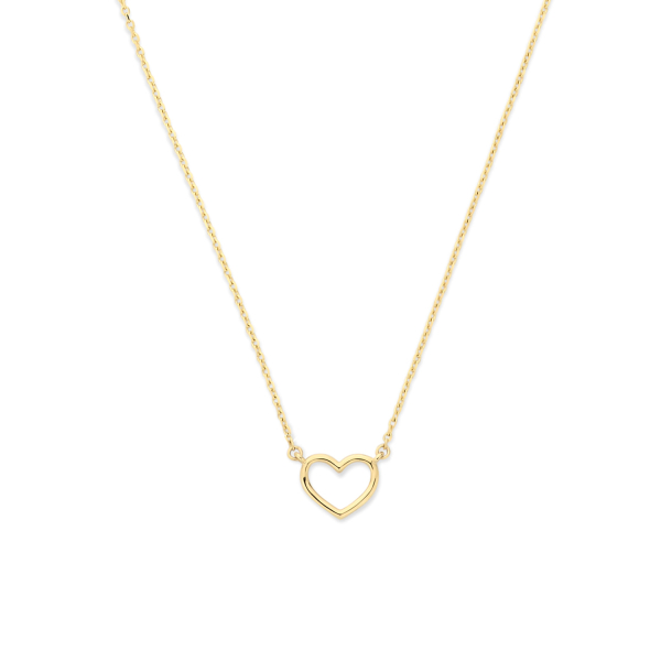 Collier Herz Hochglanz Gold 585 - 7,40x6,40mm - Ankerkette 43cm