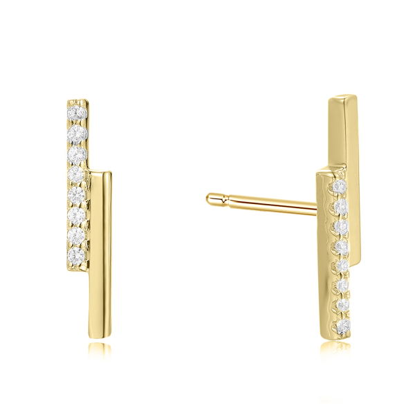 Ohrstecker Silber 925 vergoldet - 16 Zirkonia - 13,8x2,5mm