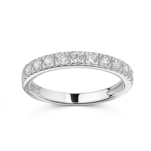 Ring Silber 925 rhodiniert - 10 Zirkonia - Schiene 2,3 auf 2,6mm - Bild 2