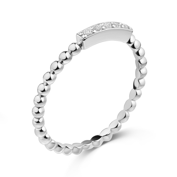 Kugel-Ring Silber 925 rhodiniert - 5 Zirkonia