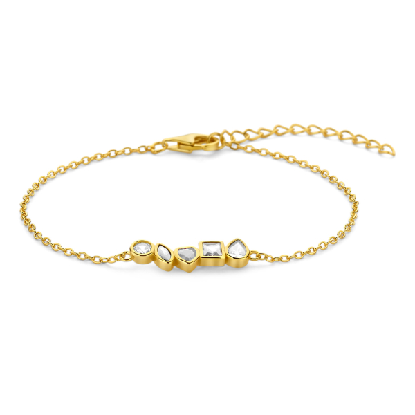 Armband 5 Zirkonia Silber 925 vergoldet - Zwischenteil