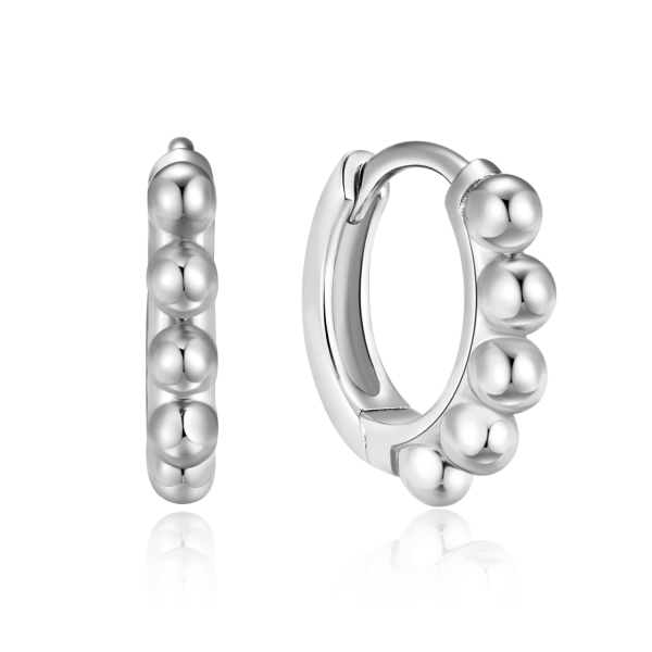 Klappcreolen mit Kugeln Silber 925 rhodiniert - 12mm x 2,1mm