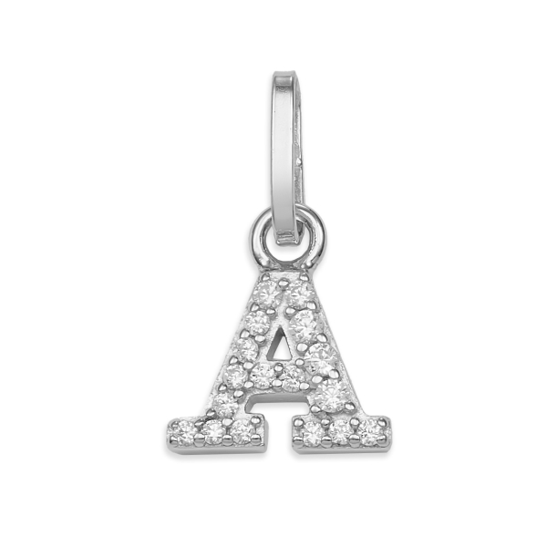 Buchstabenanhänger Zirkonia Silber 925 rhodiniert - 7,8x6,8mm - Bild 3