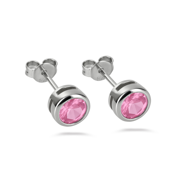 Ohrstecker Zirkonia Rosa Silber 925 rhodiniert - 3,5mm