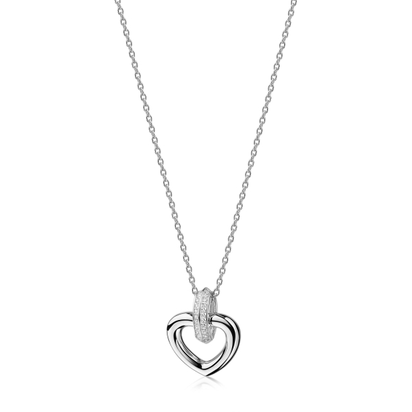 Collier mit Anhänger Herz Silber 925 rhodiniert - Schlaufe mit Zirkonia - Bild 2