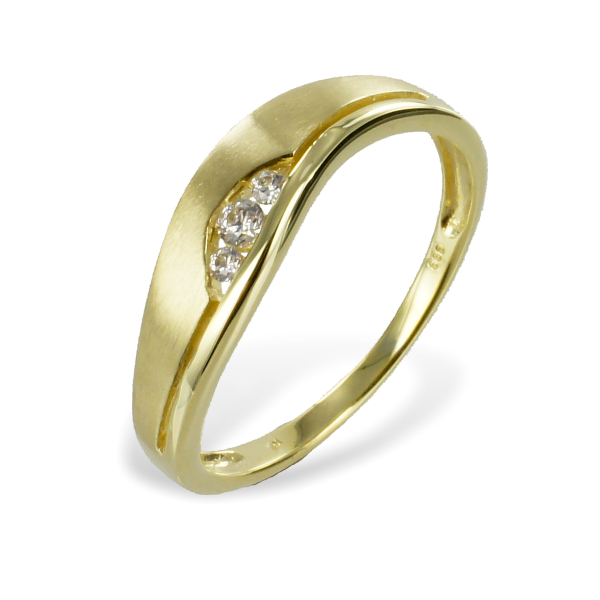 Ring Gold 333 - 3 Zirkonia - Teilmattiert