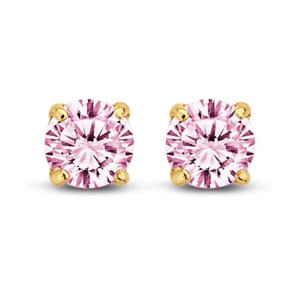 Ohrstecker Zirkonia rosa Gold 585 - 5mm - 4 Stotzen Fassung