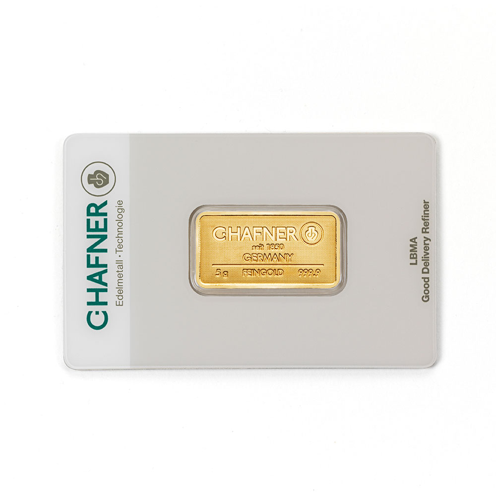 5g Goldbarren C.HAFNER - 999,9 Feingold - Neuware