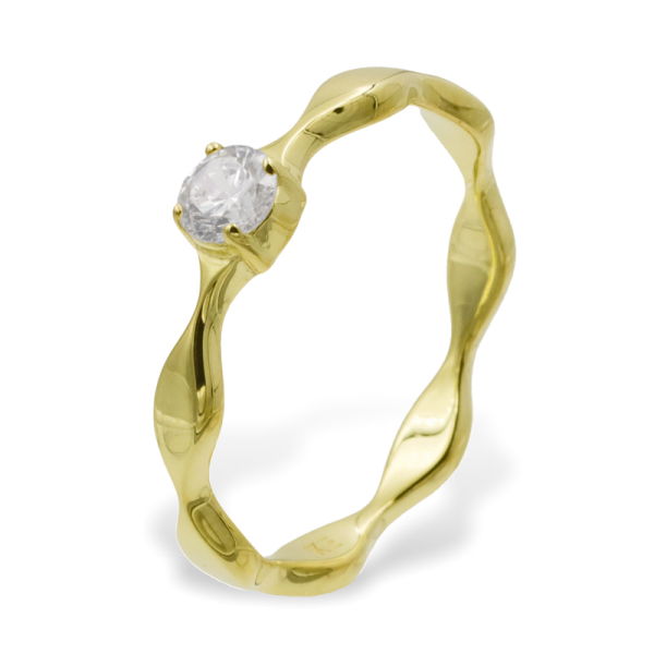 Damenring Zirkonia Silber 925 vergoldet - 4mm - 3mm breit