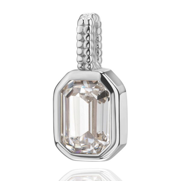 Anhänger Octagon Zirkonia Weiß Silber 925 rhodiniert