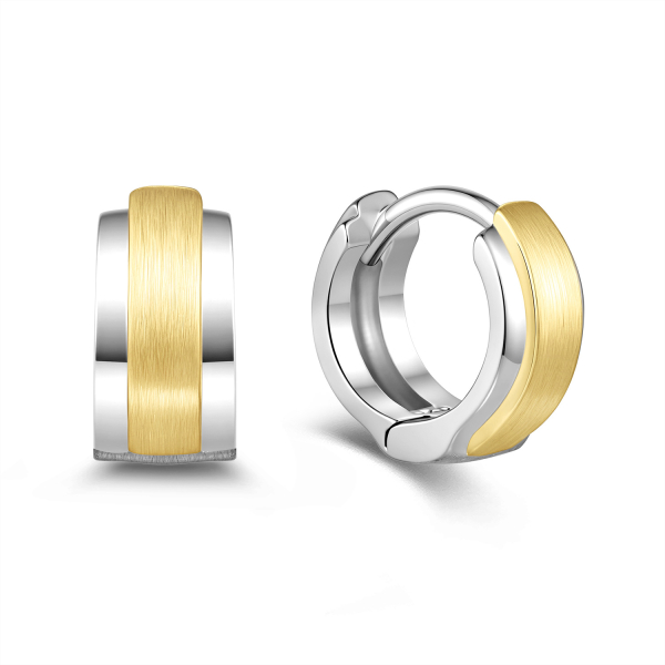 Klappcreolen Silber 925 Bicolor - Ø 12mm - 5mm breit - Teilmattiert