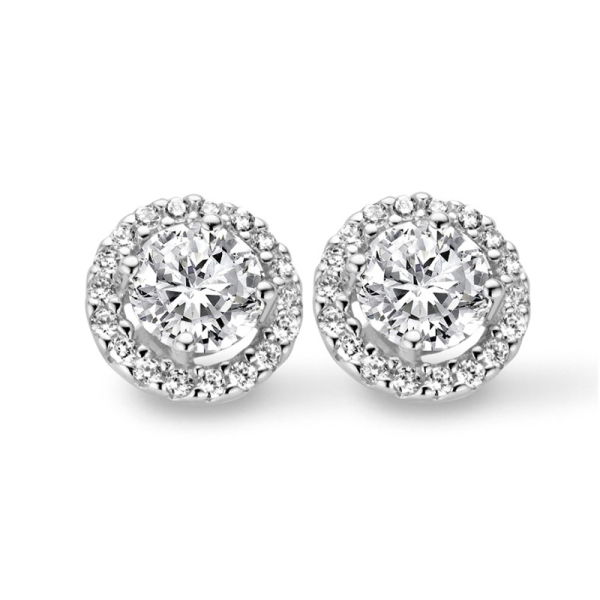 Ohrstecker Zirkonia Silber 925 rhodiniert - 38 Zirkonia - 9,7mm