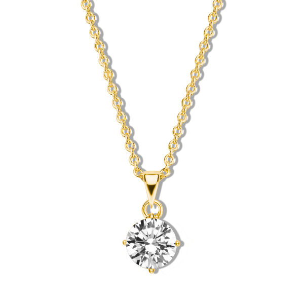 Collier mit Zirkonia weiß Silber 925 vergoldet - Ø 5mm - Ankerkette