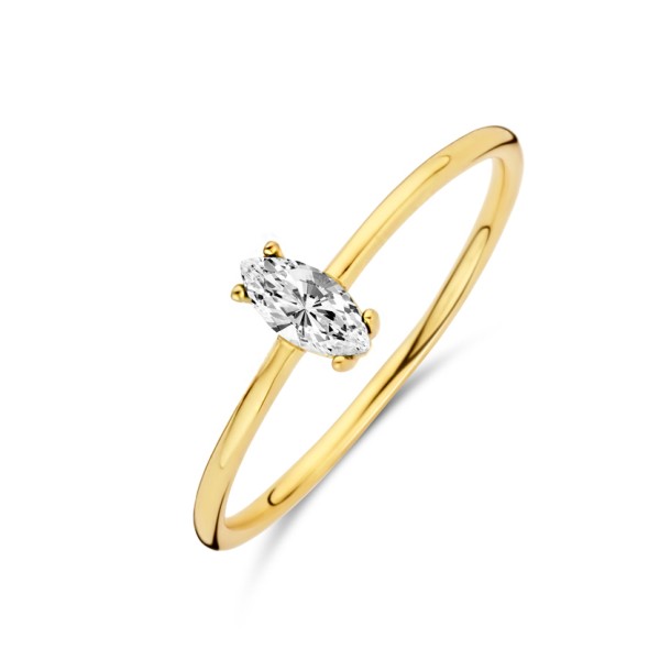 Damenring Zirkonia Silber 925 vergoldet - 6x3mm