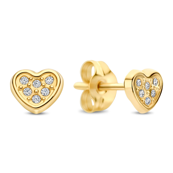 Ohrstecker Herz Gold 585 - 12 Zirkonia - 4,8mm