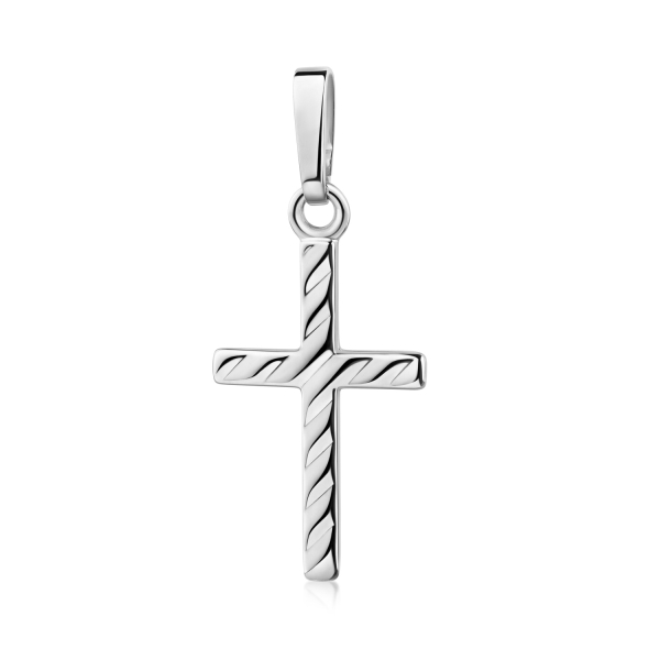 Anhänger Kreuz Silber 925 - Rillenmuster - 15mm