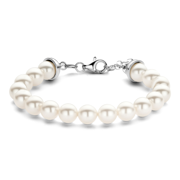Armband Perlmutt-Perlen Silber 925 rhodiniert - 8mm