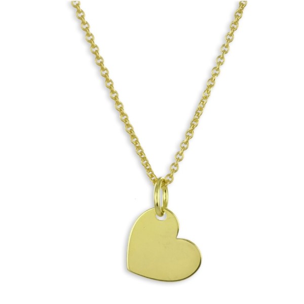 Collier mit Gravurplatte Herz Silber 925 vergoldet - Herz 10x9mm - Bild 2