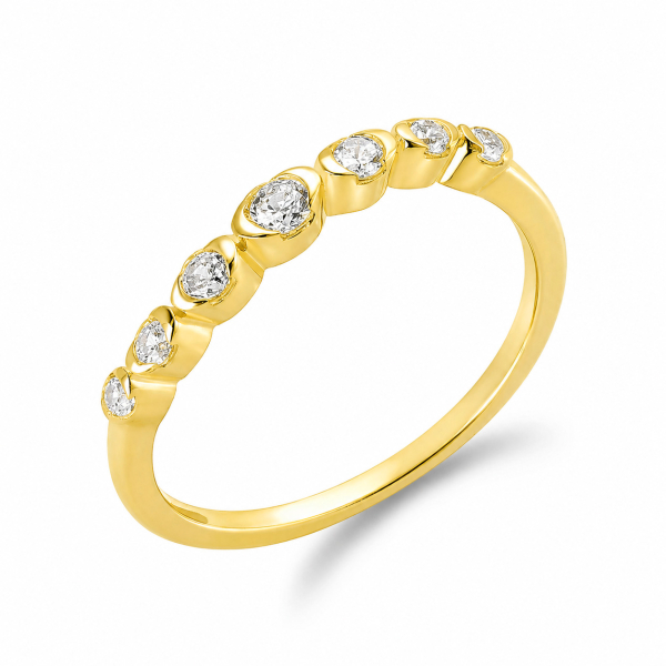 Ring Silber 925 vergoldet - 7 Zirkonia - Hochglanz