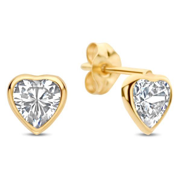 Ohrstecker Herz Gold 585 - Mit Zirkonia - 5,6mm