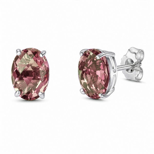 Ohrstecker Kristall Bordeaux Silber 925 rhodiniert - Checkerboard-Schliff