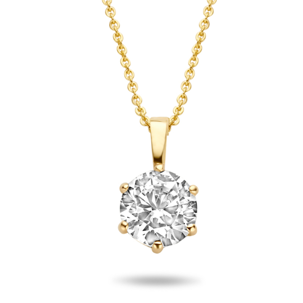 Collier mit Anhänger Zirkonia Gold 585 - 6mm, 6 Stotzen