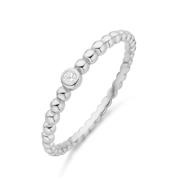 Kugelring Zirkonia Silber 925 rhodiniert - 2mm breit