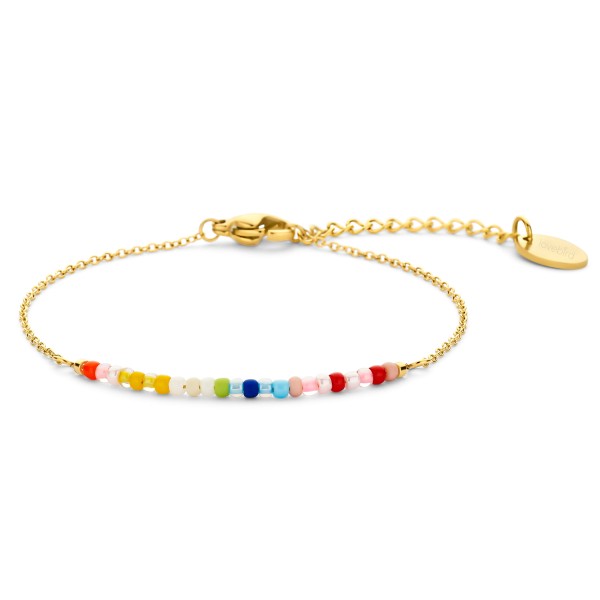Lovebird Armband Glasbeads Farbenmix Edelstahl IPG - 2,4mm - 17+3cm