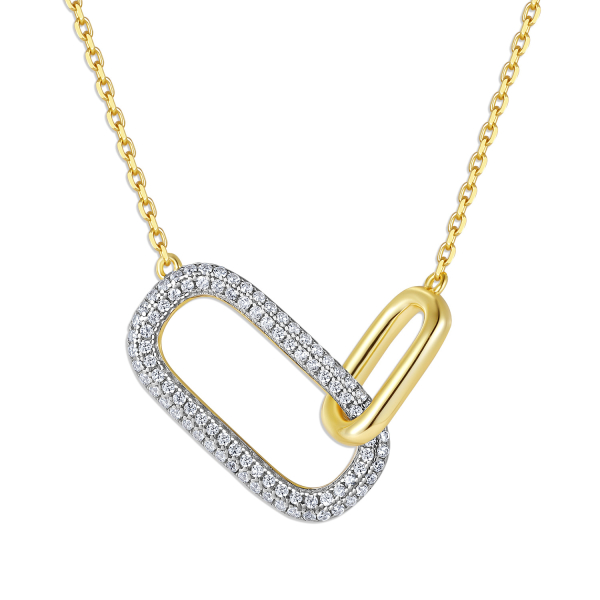 Collier mit 2 Anhängern Silber 925 vergoldet - Zirkonia