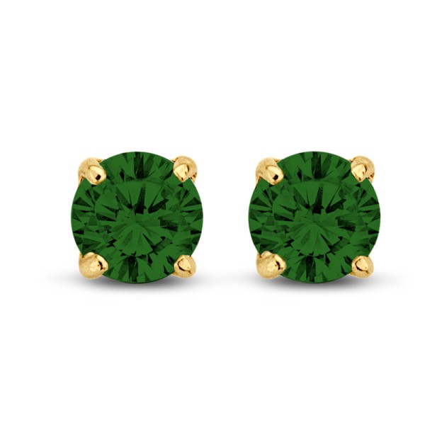 Ohrstecker Zirkonia grün Gold 585 - 5mm - 4 Stotzen Fassung