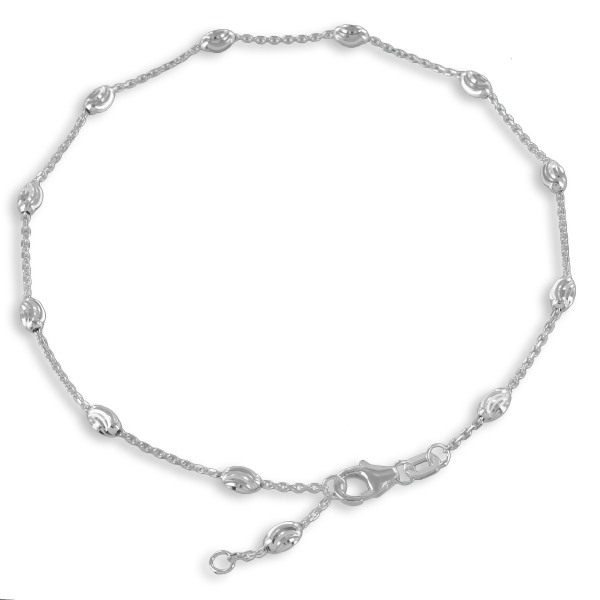 Fußkette ovale Kugeln Silber 925 - Diamantiert - Bild 2