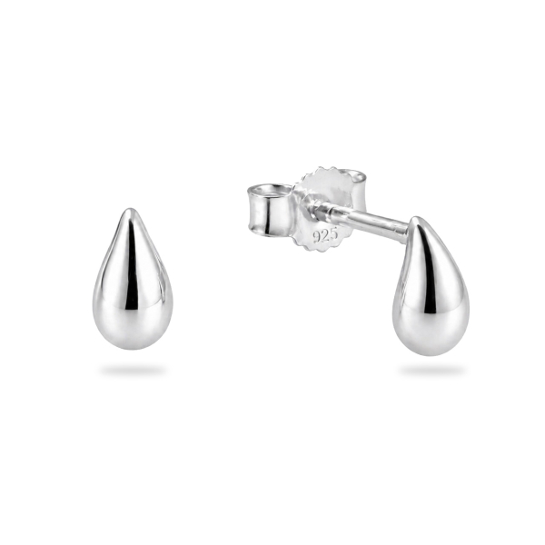 Ohrstecker Drop Silber 925 rhodiniert - Hochglanz - 6,1x3,4mm