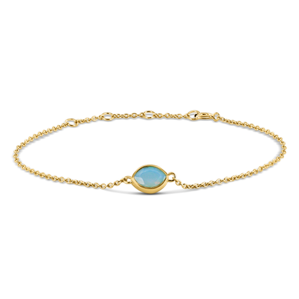 Armband Nano Chrysopras Blau Silber 925 vergoldet - Zwischenteil