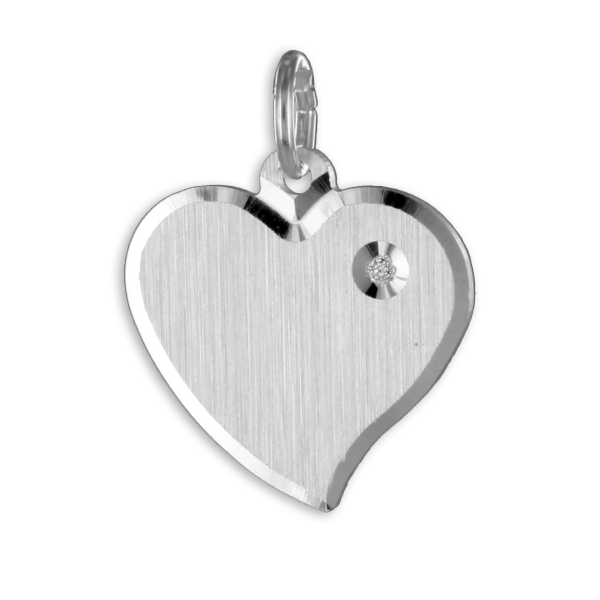 Gravurplatte Herz Zirkonia Silber 925 - 17x18mm