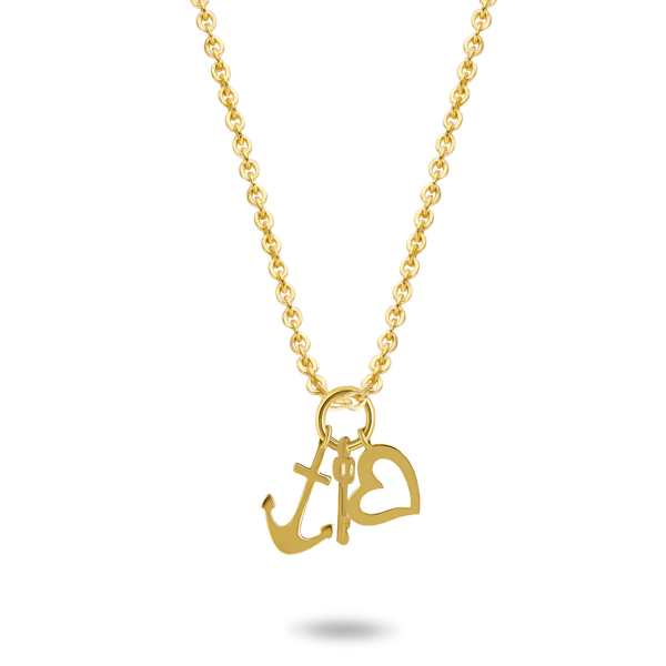 Collier mit Anhänger Schlüssel Herz Anker Gold 585