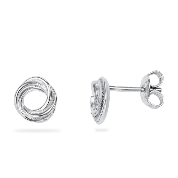 Ohrstecker Kreis verschlungen Silber 925 rhodiniert - 7mm