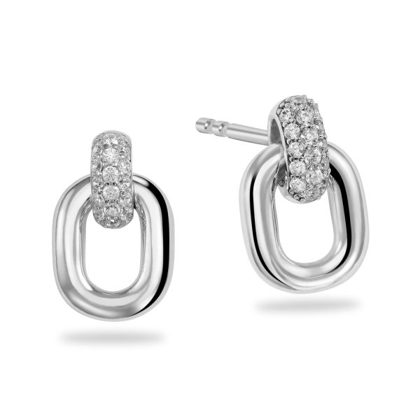 Ohrstecker mit 32 Zirkonia Silber 925 rhodiniert - 14x11mm