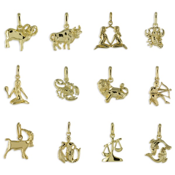 Sternzeichen Anhänger Gold 333 - Hochglänzend - 22mm hoch - Bild 2